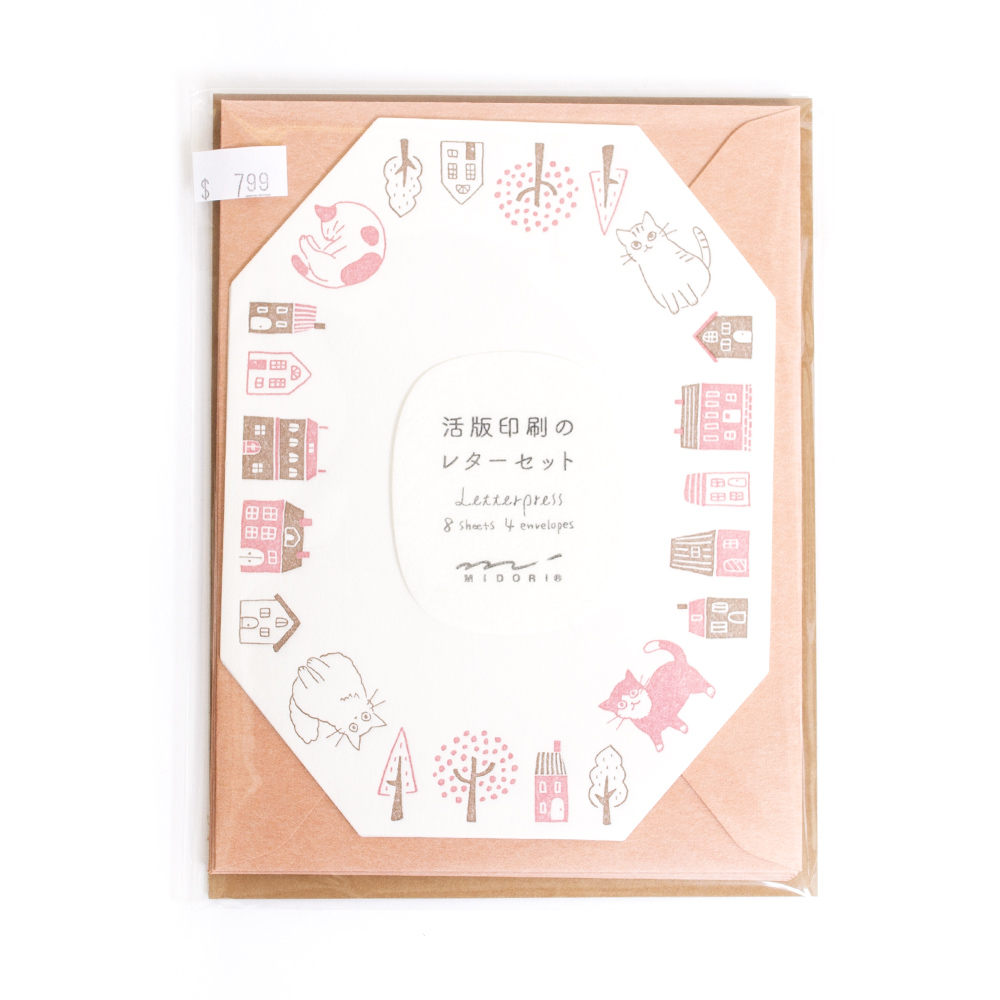 Stationery, Gifts, Midori Letterpress, Letter Set, Cats, 713865